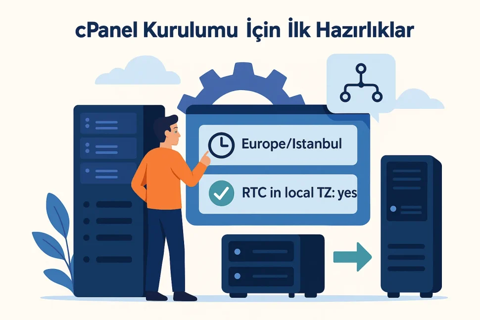 cpanel-kurulumu-ilk-hazirliklar P65.Net cPanel kurulumu için sunucu saat ayarı ve ağ servisi hazırlıkları