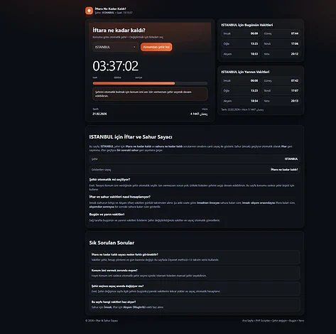 İftar Sayacı Scripti Ücretsiz – Canlı Geri Sayım 2026